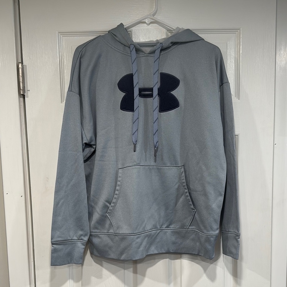 Under Armour Women’s Loose Gray and Blue Sweatshirt Hoodie Size Medium
